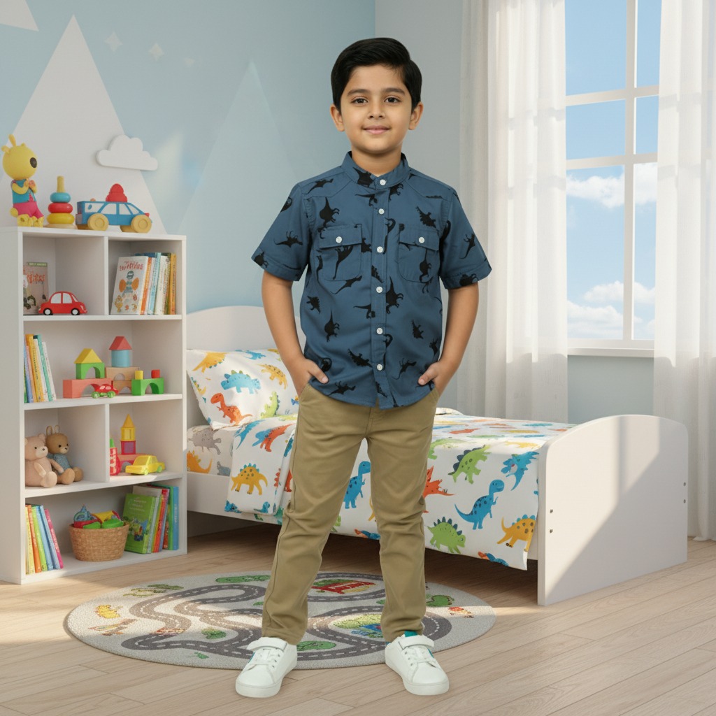 Trendy Blue Printed Shirt for Boys | Smart Kids Fashion Blue Printed Shirt for Boys stylish kids casual outfit