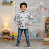 White printed casual shirt for boys kids fashion