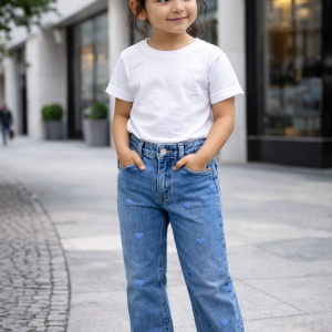 Eid Special Girls Denim Pant 2026 light blue kids denim jeans